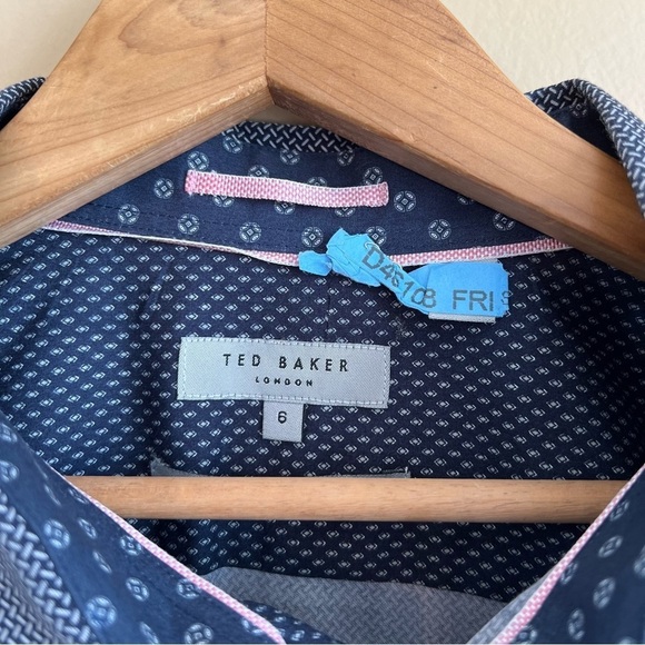 TED BAKER LONDON men’s Shuger Slim Fit Stretch Button-Up Shirt size 6 or XL - Picture 3 of 9